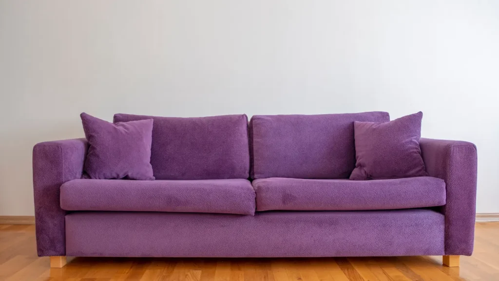 Purple Furniture On Dark Wood Floor