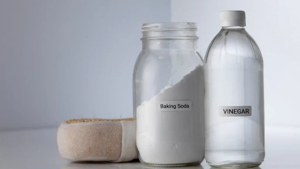 Remove Sand From Your Bathtub with Hot water, Vinegar, and Baking soda 