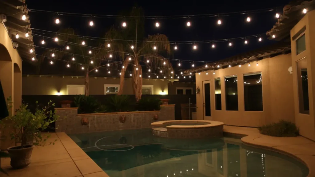 Hang Bistro Lights in Outdoor Space