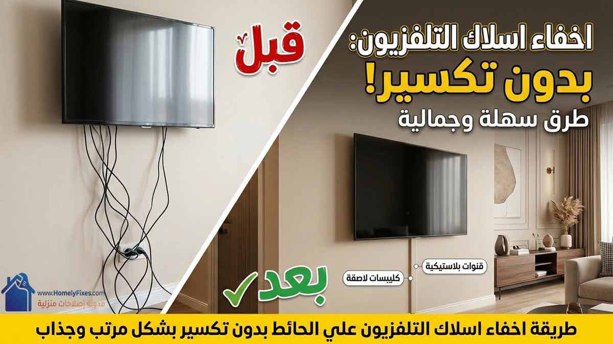طريقة اخفاء اسلاك التلفزيون علي الحائط بدون تكسير قبل وبعد