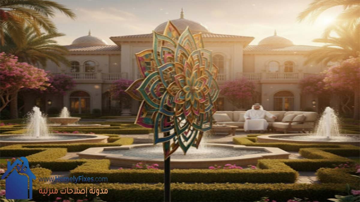 زينة الرياح للحديقة Wind Spinner بتلف مع الهواء في جنينة فيلا شيك