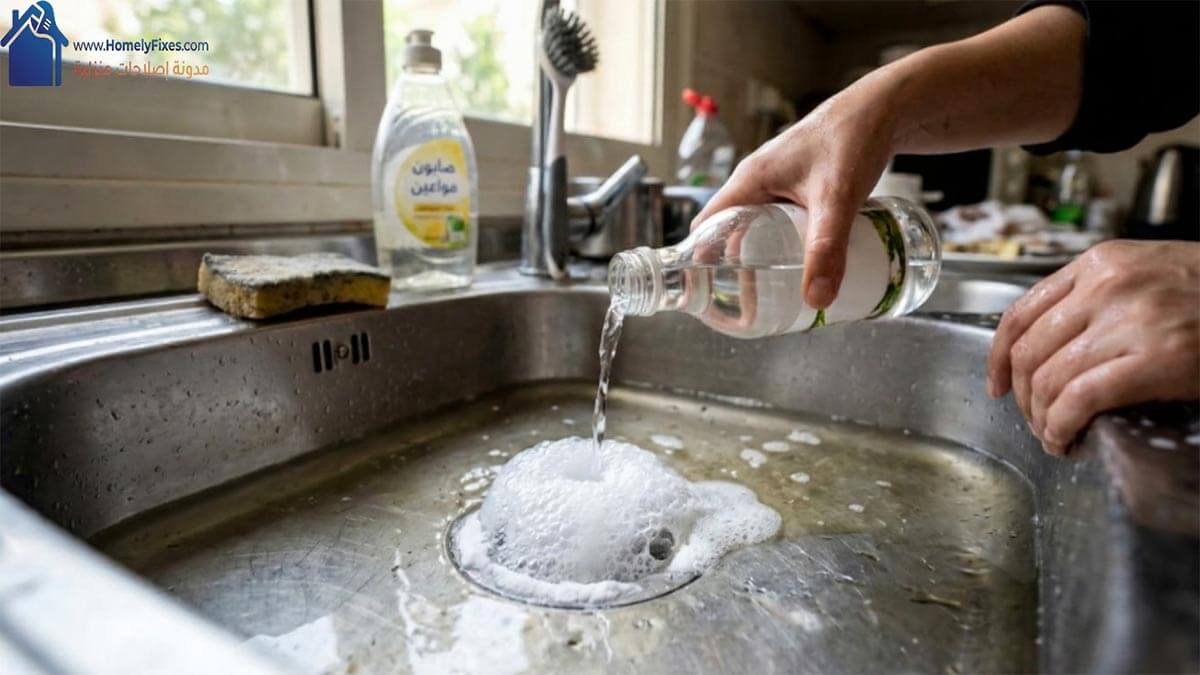 تسليك حوض المطبخ باستخدام طرق منزلية طبيعية