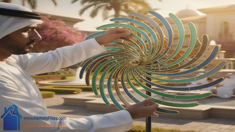 زينة الرياح للحديقة Wind Spinner ملونة بتلف فى جنينة فيلا خليجية