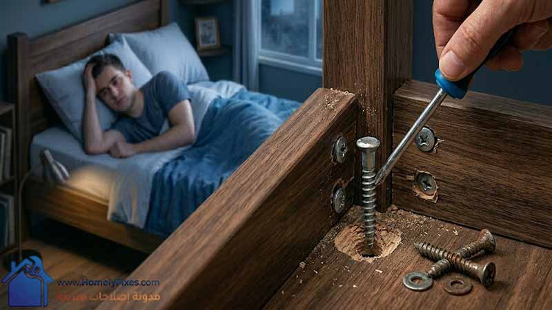 كيف اتخلص من صوت السرير المزعج بشد المسامير والبراغي وتثبيت زوايا الخشب
